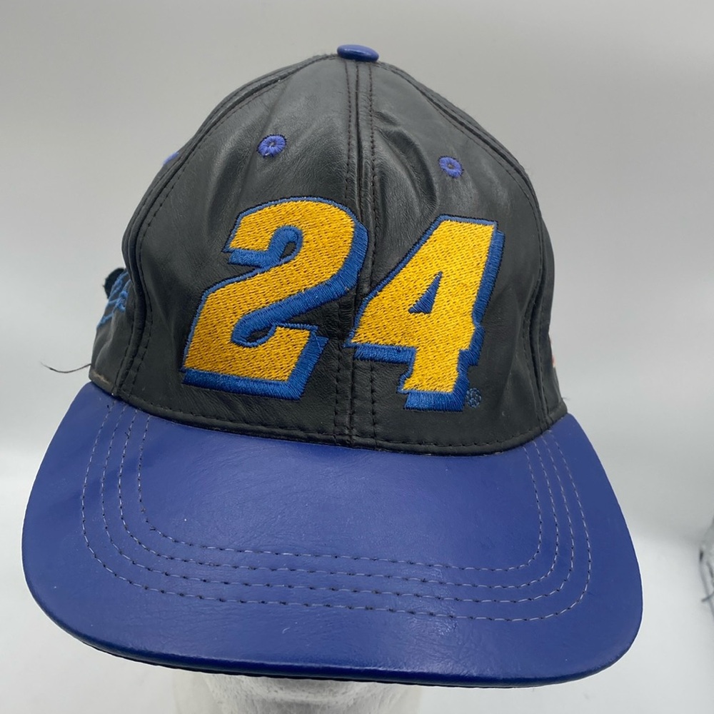 Vintage Leather Baseball Cap NASCAR Jeff Gordon 24 USA Adjustable Cap Hat